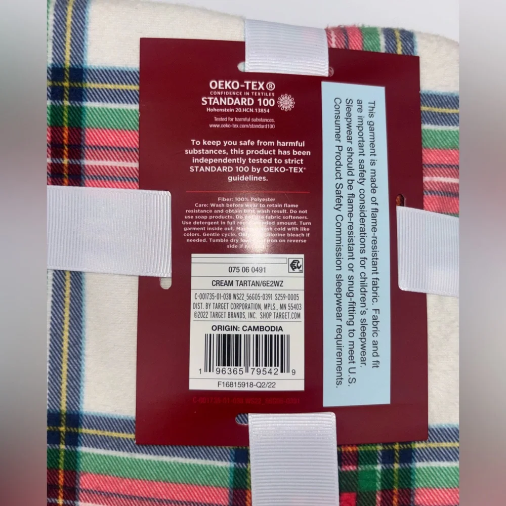 WONDERSHOP Girls Christmas Nightgown Lot Set Pajama Tartan Plaid Dress‎ NEW 8 10